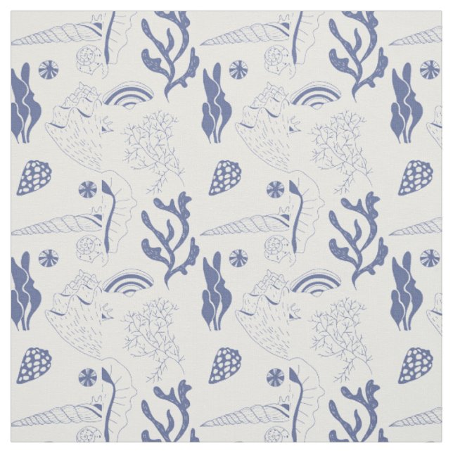 Tissu Motif sans joint avec coquillages (Échantillon)