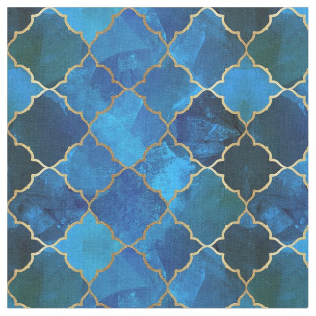 Tissu Motif Sapphire Gemstone & Gold Marocain Carrelage (Fermer)