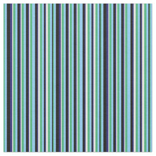 Tissu Motif Sea Green, Blue, Black & White Stripes