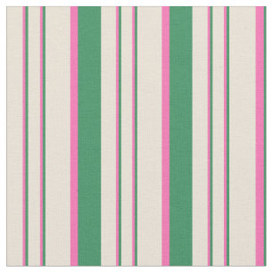 Tissu Motif Sea Green, Hot Pink & Bisque Lines