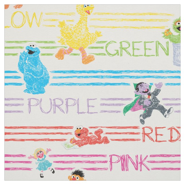 Tissu Motif Sesame Pals couleur arc-en-ciel (Échantillon)