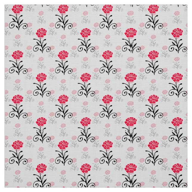 Tissu Motif simple élégant à fleurs rouges (Échantillon)