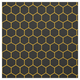 Tissu Motif simple et élégant en nid d'abeille noir jaun