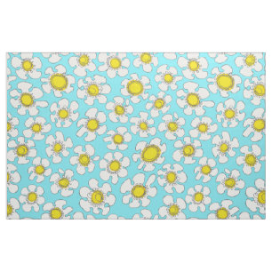 Tissu Motif simple ligne turquoise et jaune
