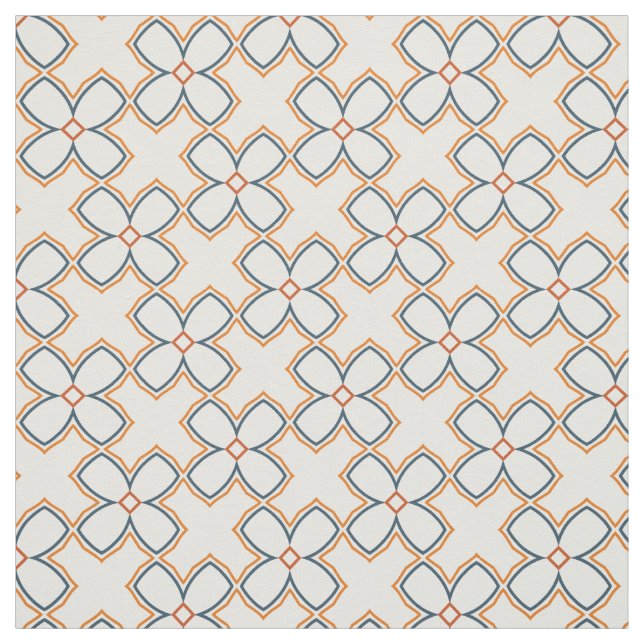 Tissu Motif simple orange bleu et blanc (Échantillon)