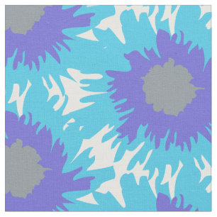 Tissu Motif simple pourpre bleu graphique d'art de pavot