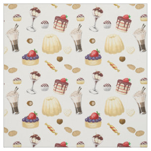 Tissu Motif sucré avec des desserts variés.