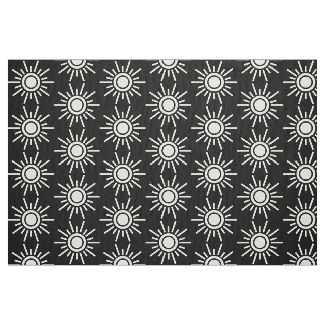 Tissu Motif Sun 02 - Blanc sur noir (Fat Quarter)