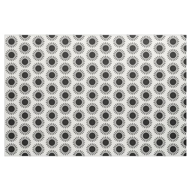 Tissu Motif Sun - Noir (Yard)
