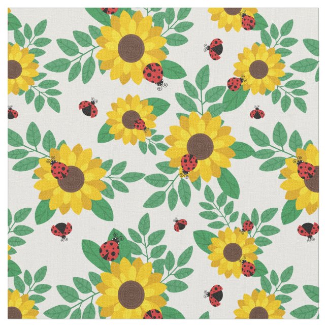 Tissu Motif Sunflower & Ladybugs (Fermer)