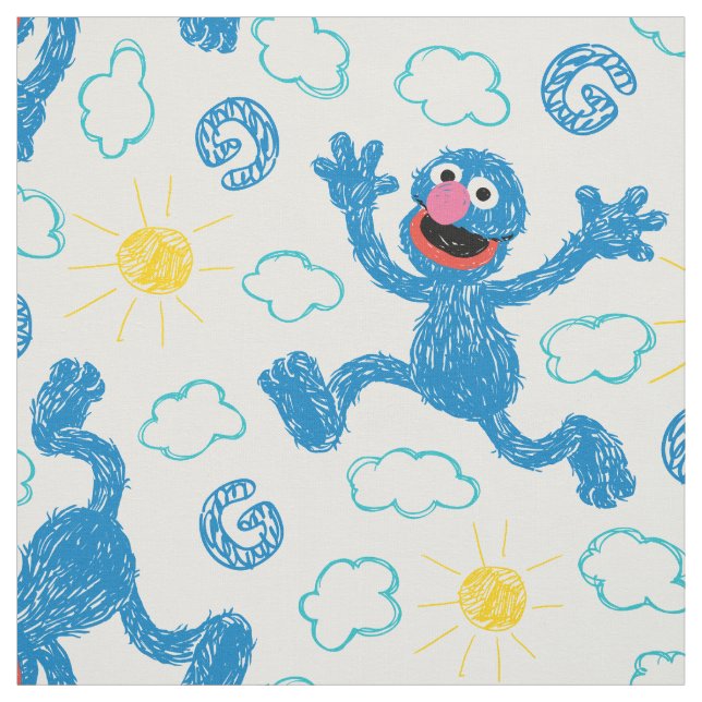 Tissu Motif Sunshine Crayon Grover (Échantillon)