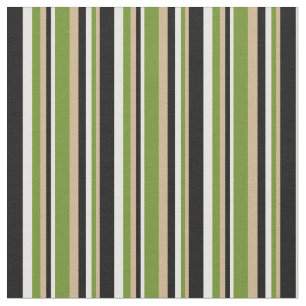 Tissu Motif Tan, Green, Mint Crème et Black Stripes