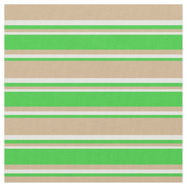 Tissu Motif Tan, Lime Green et White Stripes (Fermer)