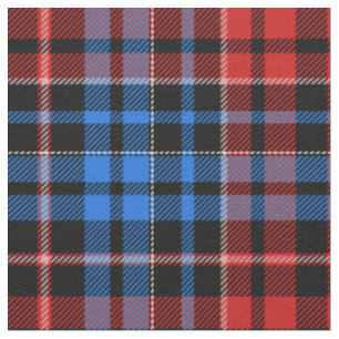 Tissu Motif Tartan à Carreaux Rouge Bleu sur Fond Noir