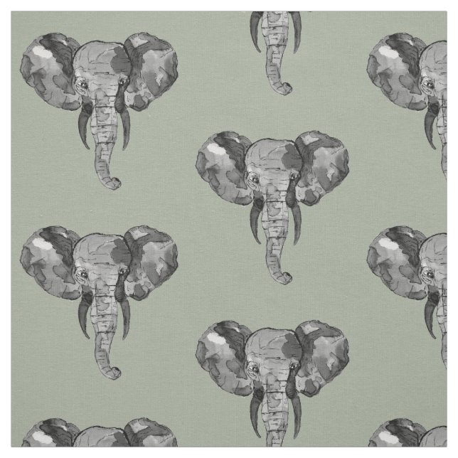 Tissu Motif Têtes d'Éléphant (Échantillon)