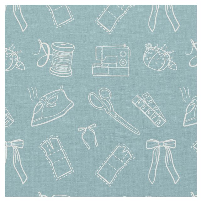 Tissu Motif thématique de couture bleu (Fermer)