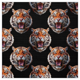 Tissu Motif Tiger - Noir