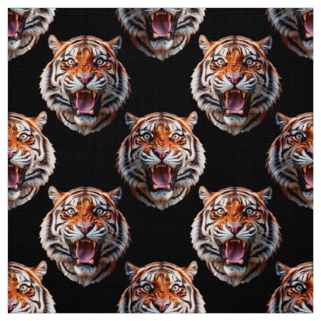 Tissu Motif Tiger - Noir (Échantillon)
