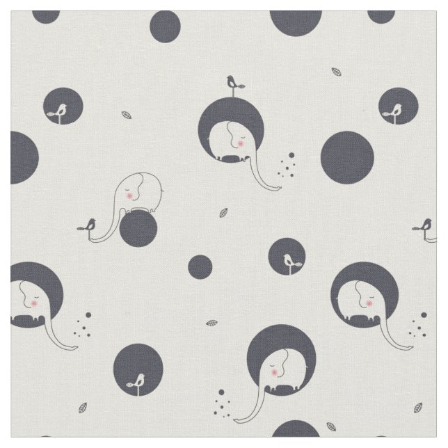 Tissu Motif timide d'éléphant (Fermer)