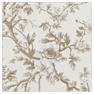 Tissu Motif Toile Botanique Beige Clair