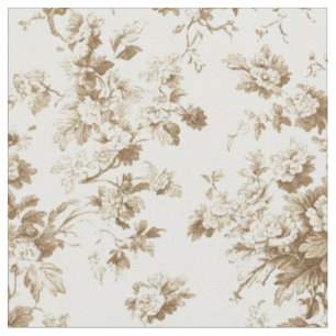 Tissu Motif Toile de Branche de Rose Sépia