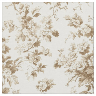 Tissu Motif Toile de Branche de Rose Sépia