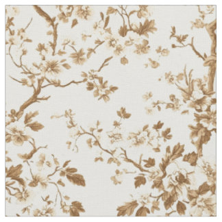 Tissu Motif toile de branche florale sépia