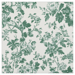 Tissu Motif Toile de Branche Florale Verte