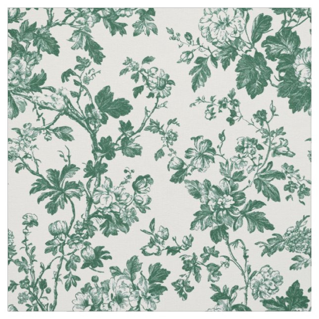 Tissu Motif Toile de Branche Florale Verte (Échantillon)
