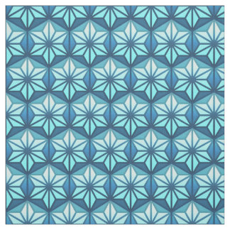Tissu Motif traditionnel japonais Asanoha bleu côtier