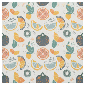 Tissu Motif tranches de citron, orange et lime