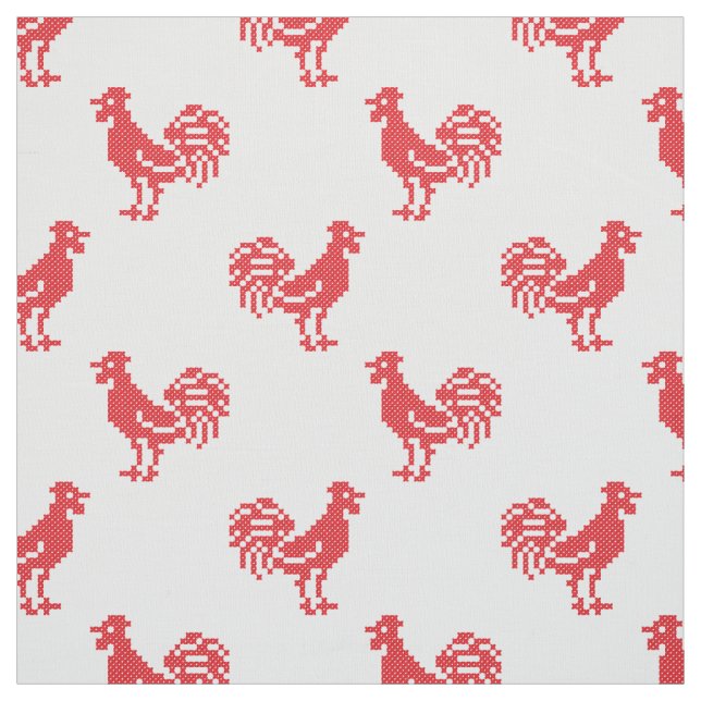 Tissu Motif transparent Red Roosters (Échantillon)