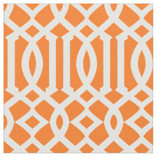 Tissu Motif trendy en treillis orange et blanc Trellis