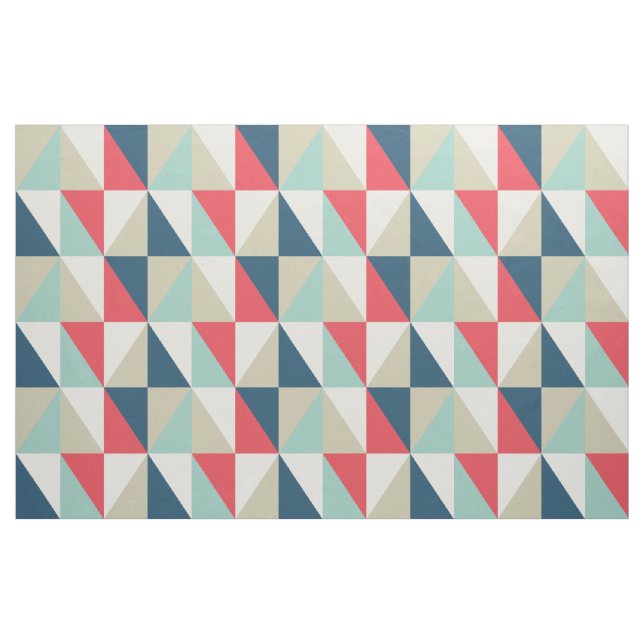 Tissu Motif triangles rouge et bleu géométrique rétro (Fat Quarter)