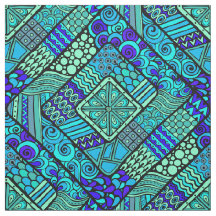 Motif tribal abstrait vert-bleu de Boho