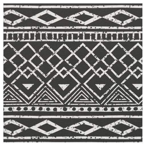 Tissu Motif tribal africain noir blanc