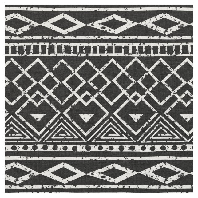 Tissu Motif tribal africain noir blanc (Fermer)