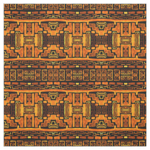 Tissu Motif tribal autochtone de bronze et Brown