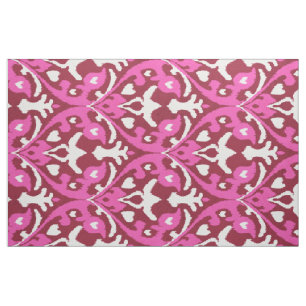 Tissu motif tribal chic et coloré de rose et de Crimson
