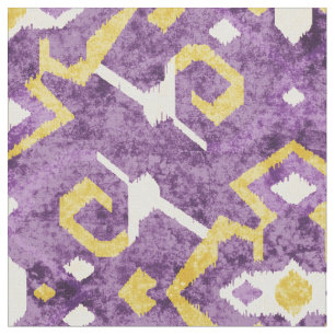 Tissu motif tribal chic jaune et violet ikat
