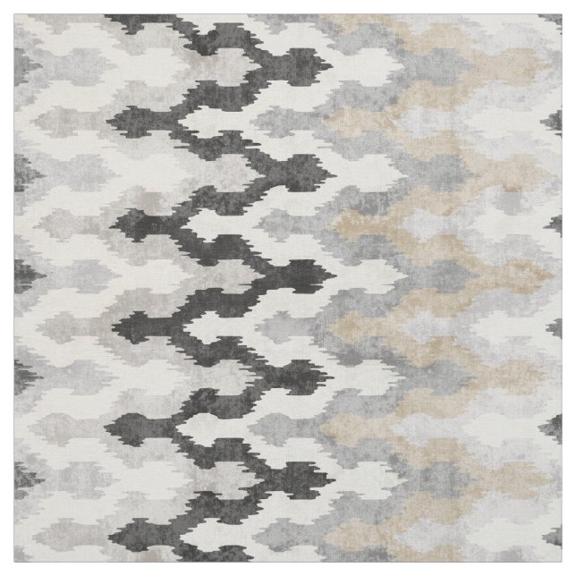 Tissu motif tribal Cool neutre de chevron ikat (Échantillon)