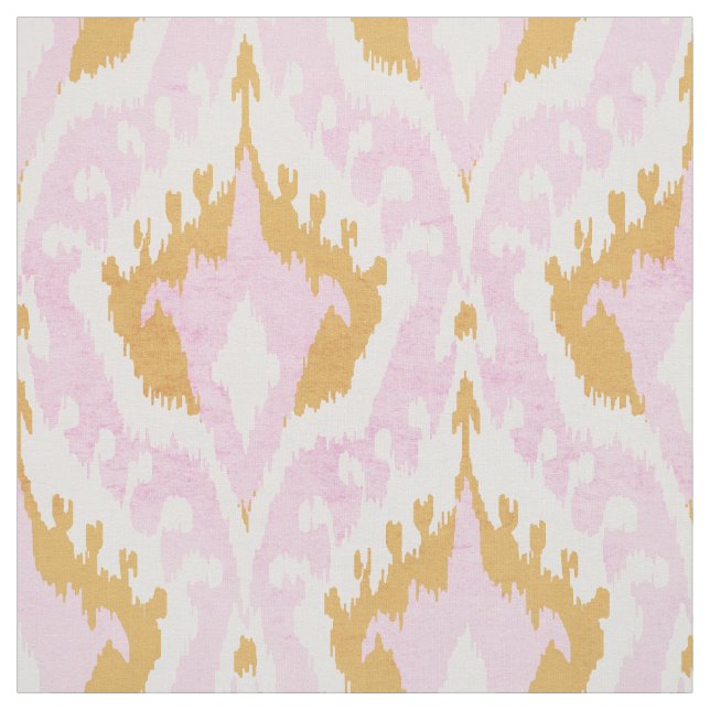 Tissu motif tribal de Cute girly gold et ikat rose (Échantillon)