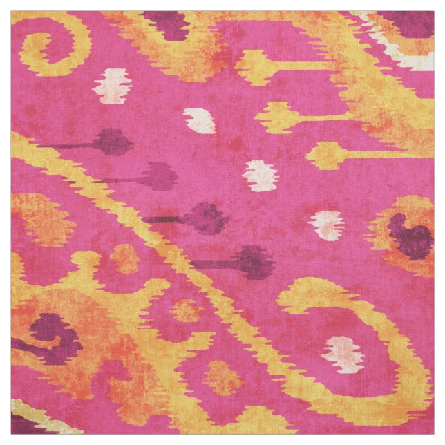 Tissu motif tribal de ikat jaune rose et chic (Échantillon)