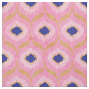 Tissu motif tribal de Kikat, en or rose et bleu