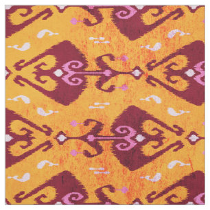 Tissu motif tribal de l'ikat orange chic et coloré
