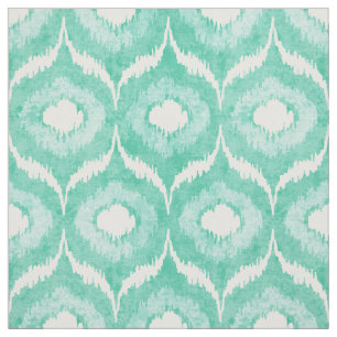 Tissu motif tribal de menthe cool et ikat blanc