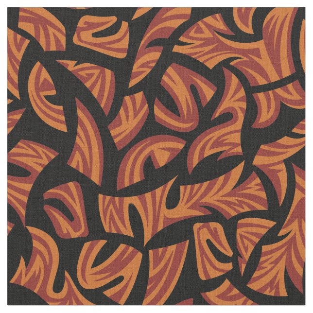 Tissu Motif tribal ethnique Orange Brown Black (Fermer)