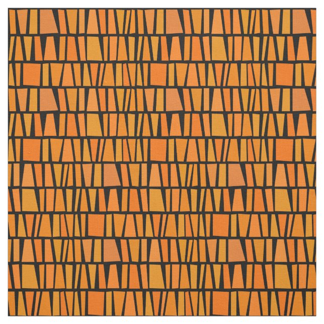 Tissu Motif tribal inspiré africain de domino orange (Échantillon)