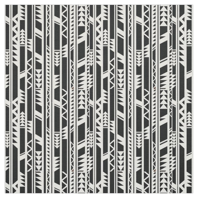 Tissu Motif tribal noir et blanc (Échantillon)