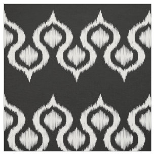 Tissu Motif tribal noir et blanc d'Ikat